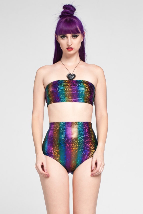 SPECTRUM BANDEAU Bra Top Crop Bralet Bralette Rainbow Sparkly