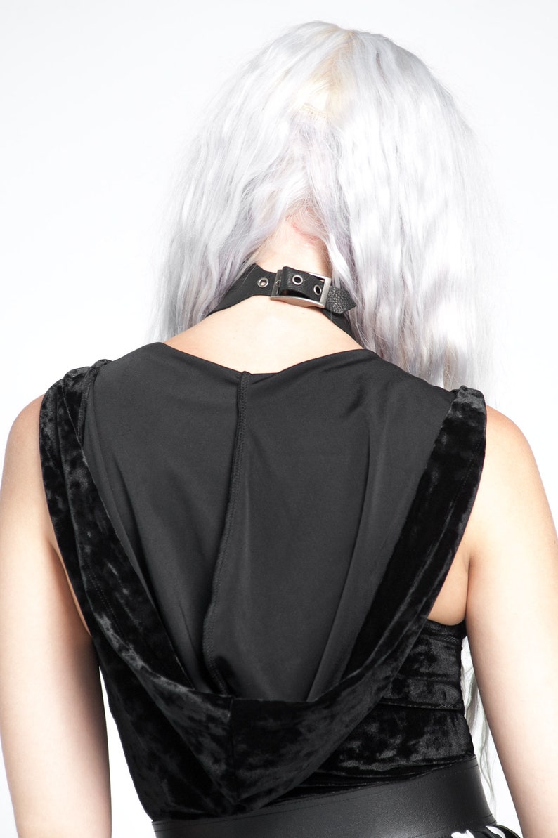 OBSIDIAN BODYSUIT Black Velvet Hood Ninja Hooded Romper Etsy