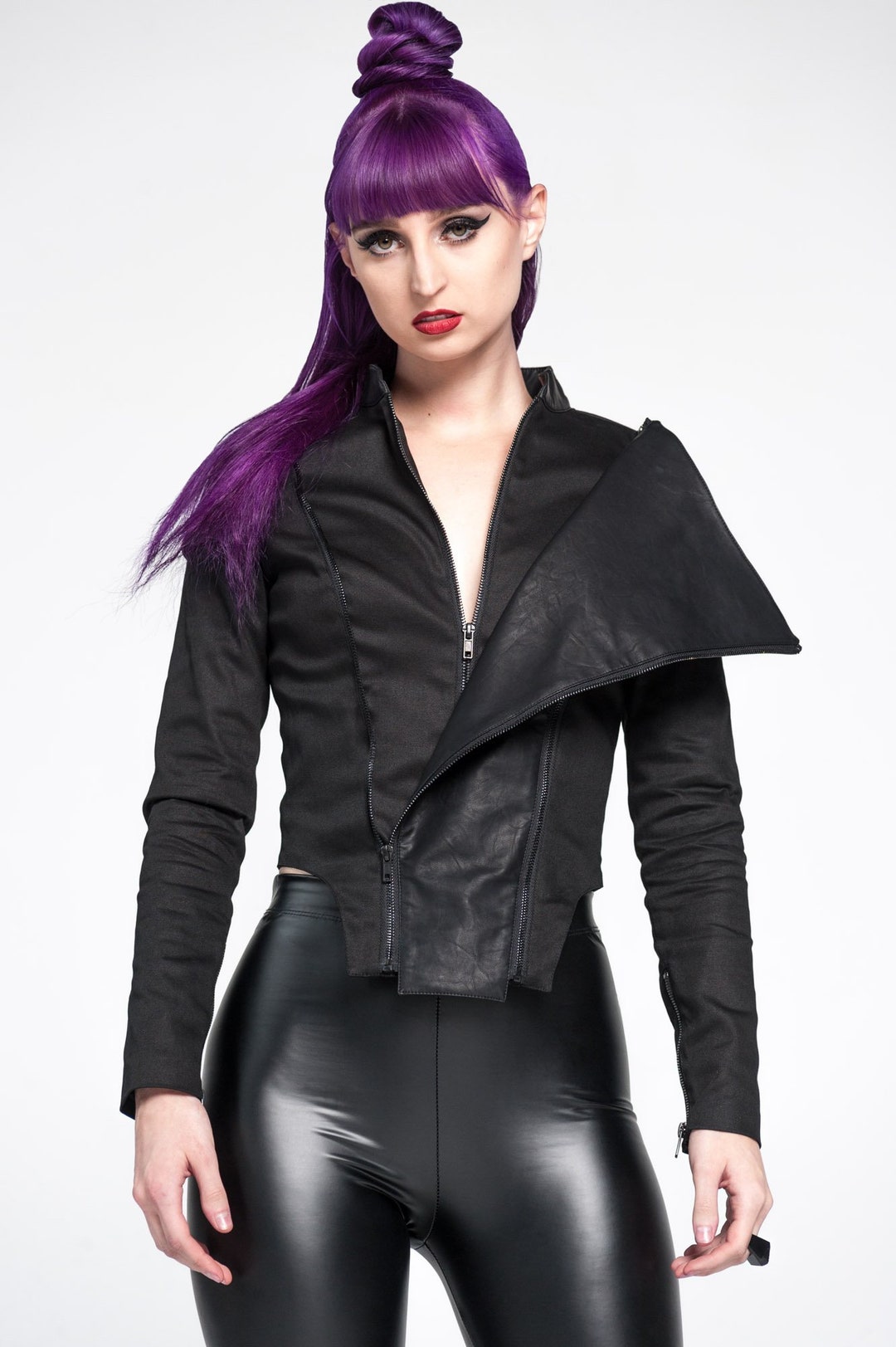 OBSCURITY JACKET Black Cruelty Free Biker Vegan Leather - Etsy