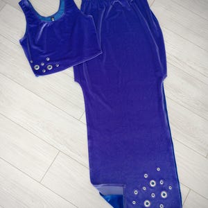 VICIOUS CYCLE Skirt + Top Set - Crop Shirt Tank Slits Maxi Metal Purple Two Tone Velvet Alternative Cyber Punk Futuristic Cybergoth Festival