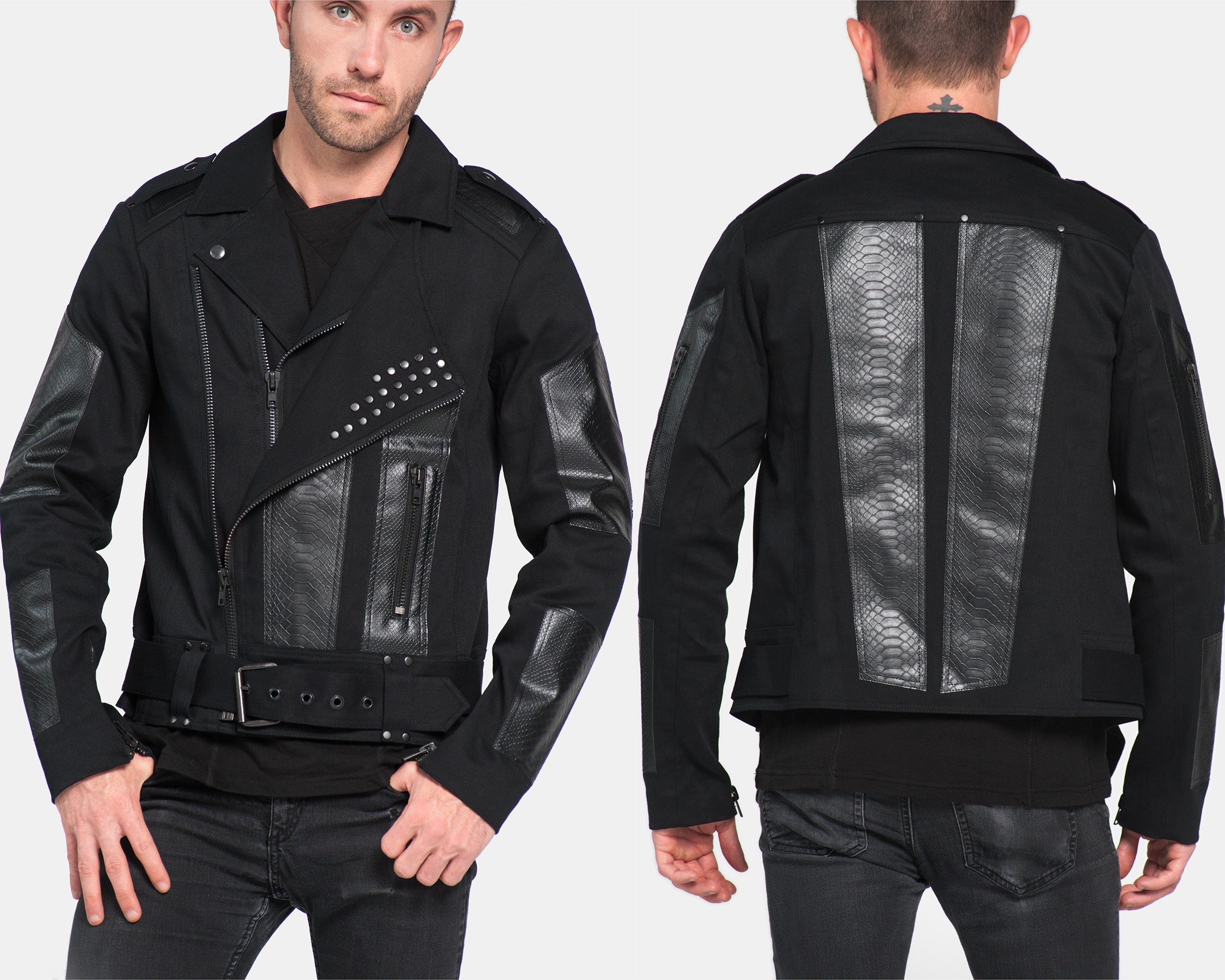 Kayo Anime Clothing Men's Chain Jacket, Hoodie, Hooded Jacket, Post-apocalyptic, mad-max, Biker, Motor Bike Fashion, Burning Man Fashion, Street Style Jacket Small /