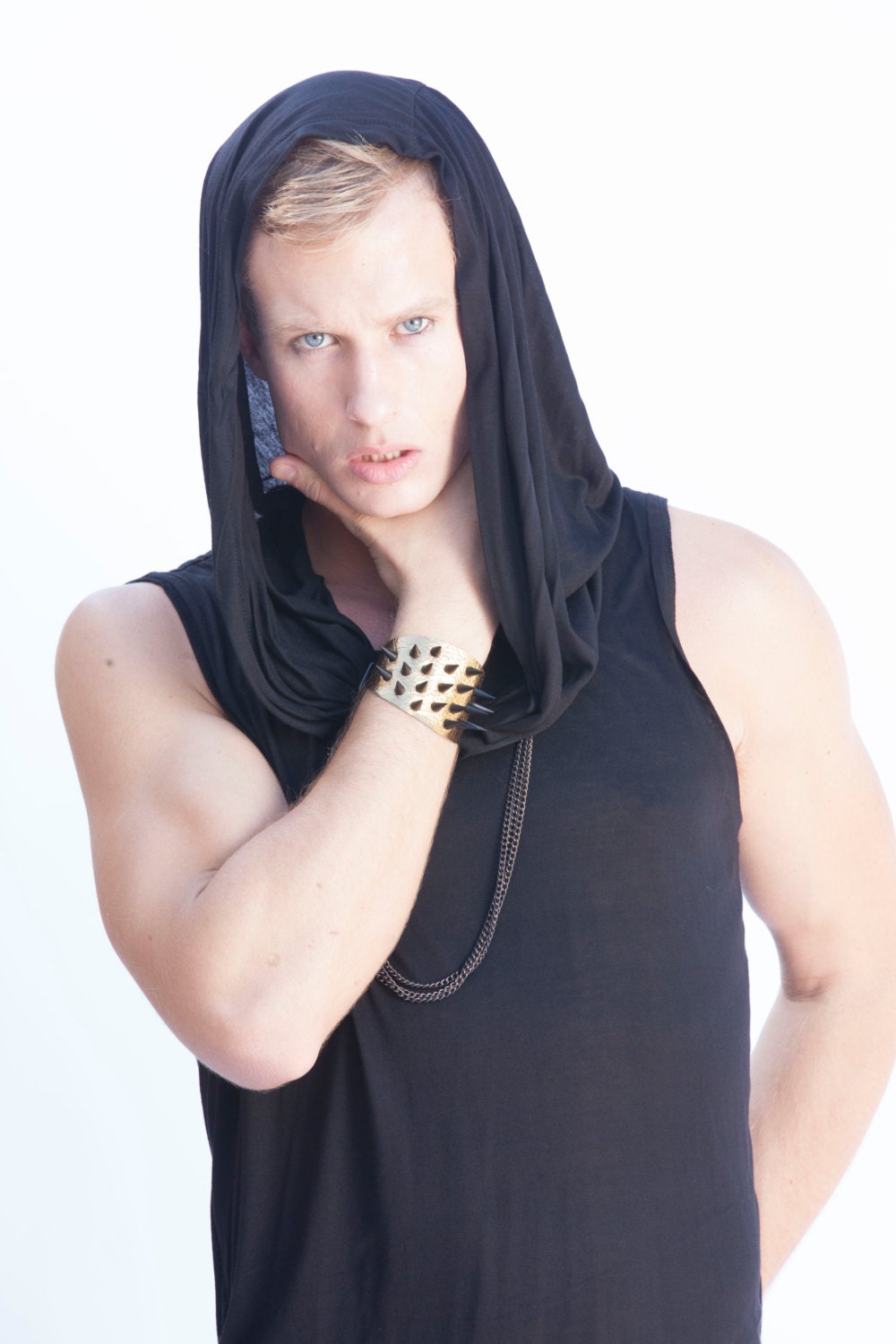 SEPULCHRE SHIRT Men's Black Hood Cowl 