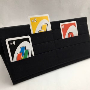 Solider schwarzer faltbarer Spielkartenhalter, leichter, Low Vision-freundlicher Spielkarten-Caddy, Kindergeburtstagsgeschenk, regnerischer Tag