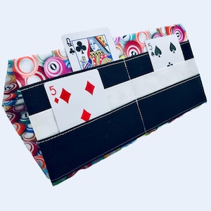 Suporte de aba de bingo dobrável com impressão de bolas de bingo, suporte leve para cartas de baralho, presente de bingo feito à mão