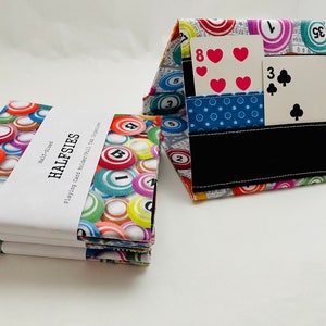 Suporte para puxar para bingo de meia largura - conjunto de 4, impressão de bolas de bingo e impressão de cartões e bolas de bingo, suportes para cartas de baralho de meio tamanho