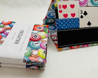 Zestaw 4 mini uchwytów na zakładki Bingo: ręcznie robiony organizer na zakładki o połowie szerokości, opakowanie prezentowe