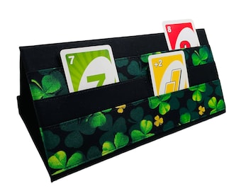 Uchwyt na karty bingo Shamrock: czarno-zielony organizer z uchwytem