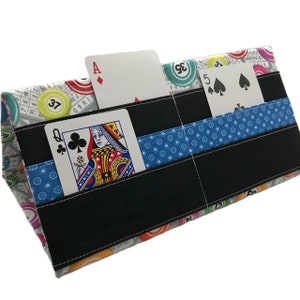 Soporte para fichas de bingo plegable con impresión de bolas y tarjetas, soporte ligero para cartas de juego