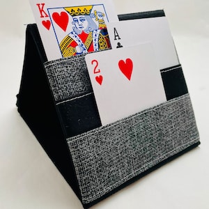 Demi-largeur uni noir avec support pour languettes de bingo gris, demi-supports pour cartes à jouer, mini support pour languettes et cartes à jouer