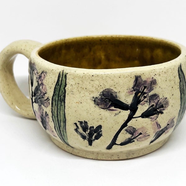 Ceramic Handmade Appalachian Nature Mug - 12 oz - Purple Phlox