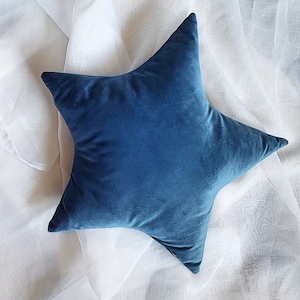 Blue Star Pillow | Blue Velvet Pillow | Pink Star Pillow | Velvet Filled Cushions | Nursery Kids Room Pillow | Space Nursery Pillow