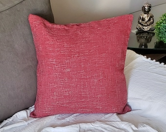 Housse de coussin en lin rouge : coussin de canapé texturé