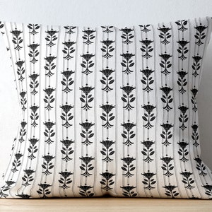 Black and White Floral Art Deco Pillow Cover