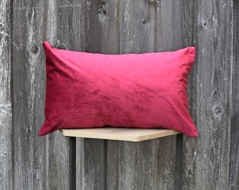 Funda de cojín decorativa de terciopelo rojo de lujo: color burdeos