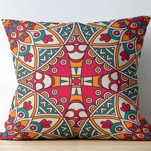 Housse de coussin mandala : taie de coussin ethnique carrée