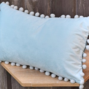 Blue Throw Pillow Cover - Soft Solid Decorative Velvet Cushion Case - Light Blue Rectangular Accent Pillow Cases Sofa Light blue 12 x 20