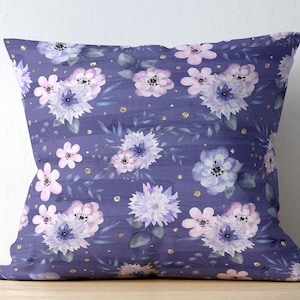 Floral Pillow Cover: Modern Pink Purple Flower Print Cushion