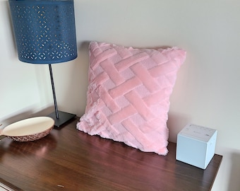 Pink Faux Fur Pillow Cover: Soft Plush Cushion Case (18x18")