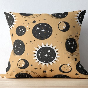 Celestial Pillow Cover: Boho Planets, Stars, Moons - Kids Room Decor