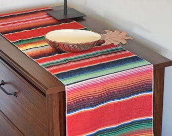 Mexican Serape Table Runner: Handwoven Cotton, Fiesta Decor