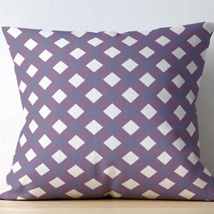 Geometric Print Pillow Cover | Decorative Diamond Pattern Cushion Case | Blue Purple Throw Pillow | Modern Square Pillow Cover