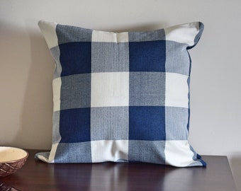 Fodera per cuscino morbida a quadri Blue Buffalo / Federa per cuscino a quadri 16 x 16