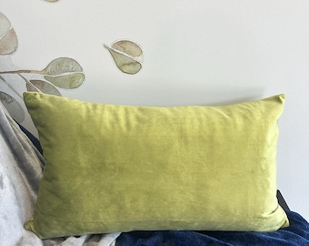 Olive Green Velvet Pillow Cover: Solid Decorative Lumbar Pillow Case