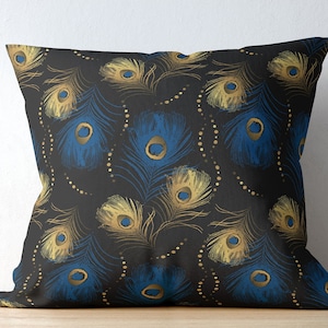 Peacock Feather Pillow Cover: Decorative Throw Cushion