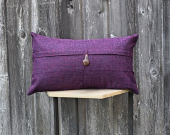 Dark Purple Pillow Cover | Self Textured Linen Style Throw Pillow Cover | Purple Lumbar Cushion Case | Lumbar Throw Pillow Cover 12 x 20