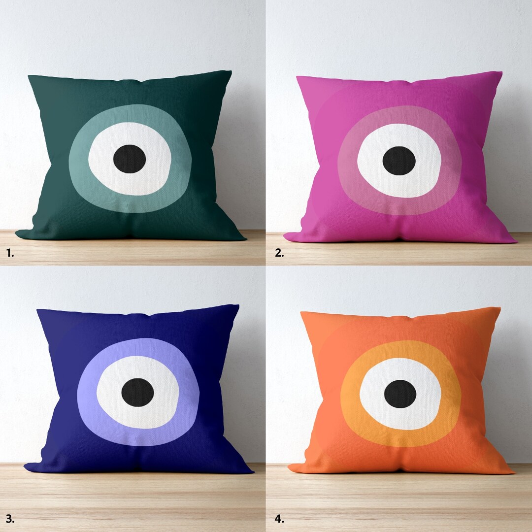 Evil Eye Pattern Pillow Covers Purple Evil Eye Pillow Cover Etsy