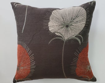 Brown Pillow Cover | Floral Pillow Case | Dandelion Orange Pillow Cover | Copper Orange Pillows | Brown Orange Pillow Sham