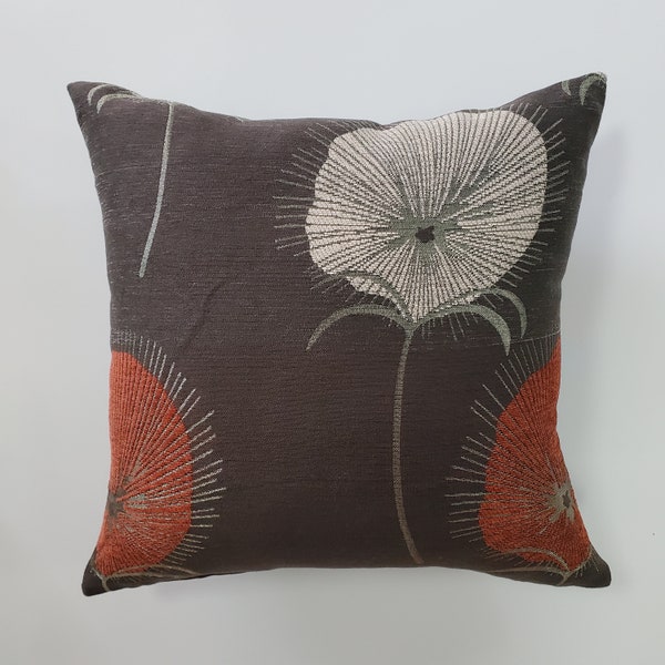 Brown Pillow Cover | Floral Pillow Case | Dandelion Orange Pillow Cover | Copper Orange Pillows | Brown Orange Pillow Sham