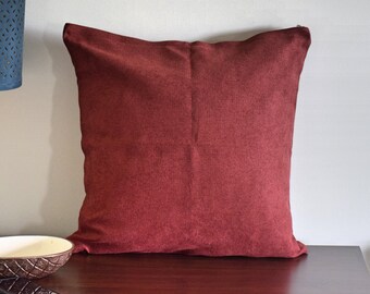 Housse de coussin décoratif douce rouge bordeaux | Taie d'oreiller décorative | Housse de coussin pour fauteuil | Taie d'oreiller en chenille unie 18 X 18