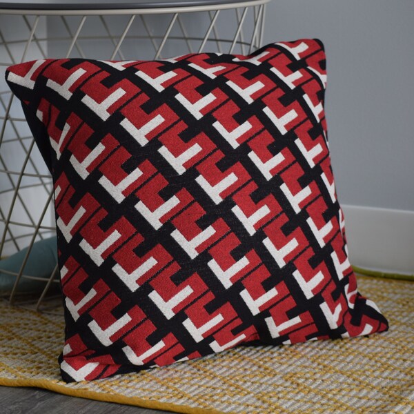 Red Geometric Pillow Etsy