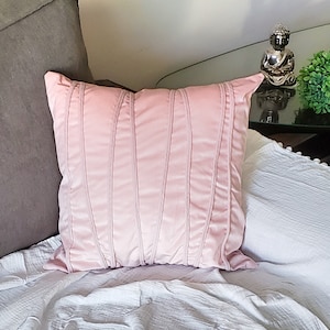 Striped Pink Velvet Pillow Cover: Nursery Decor Cushion Case