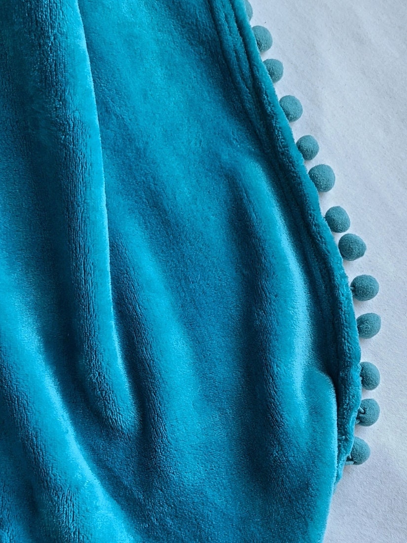Turquoise Blue Pom Pom Throw Blanket Plush Throw Blanket Etsy Canada