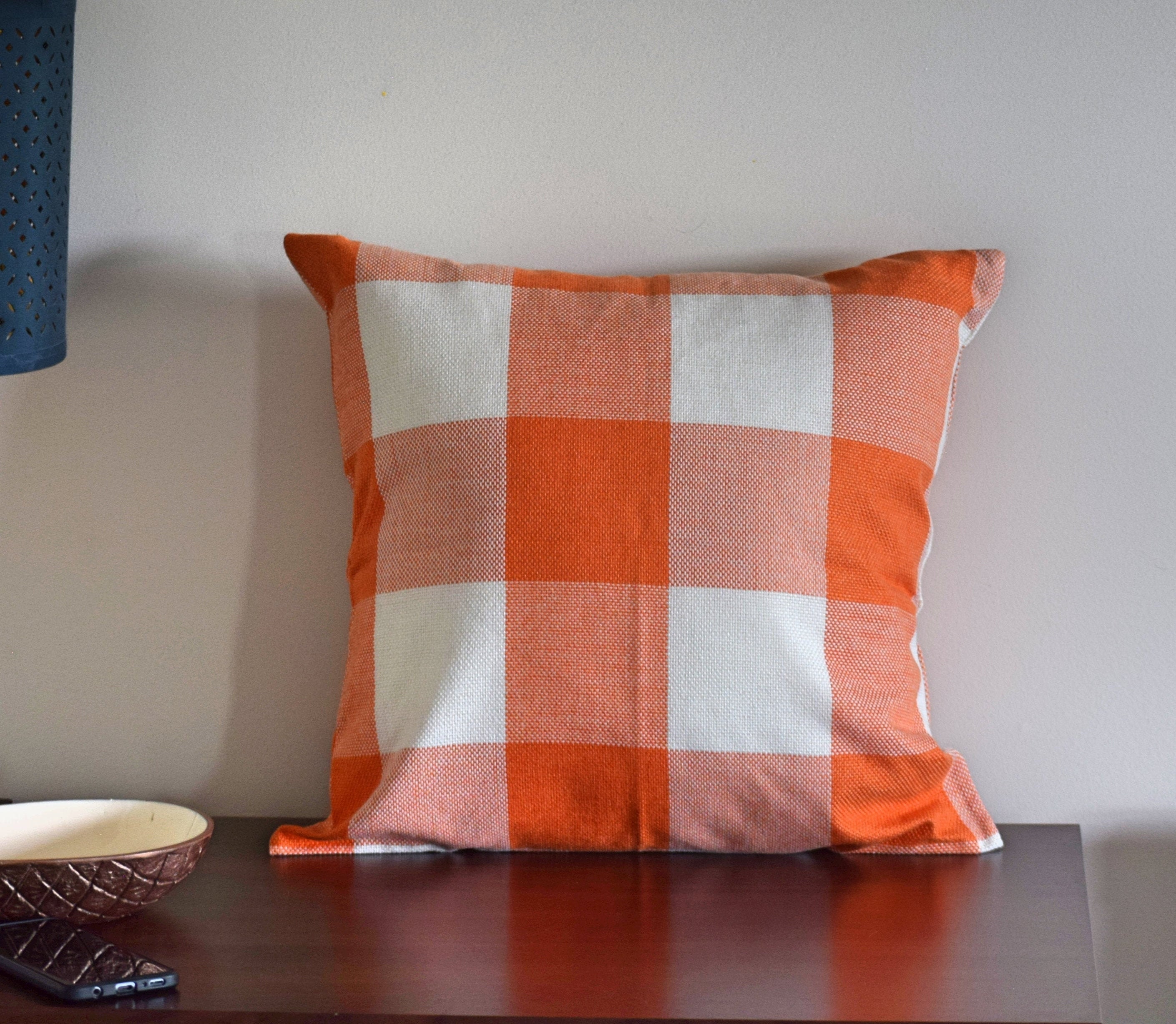 Orange Buffalo Soft Plaid Throw Pillow Cover Sofa Chair Etsy
