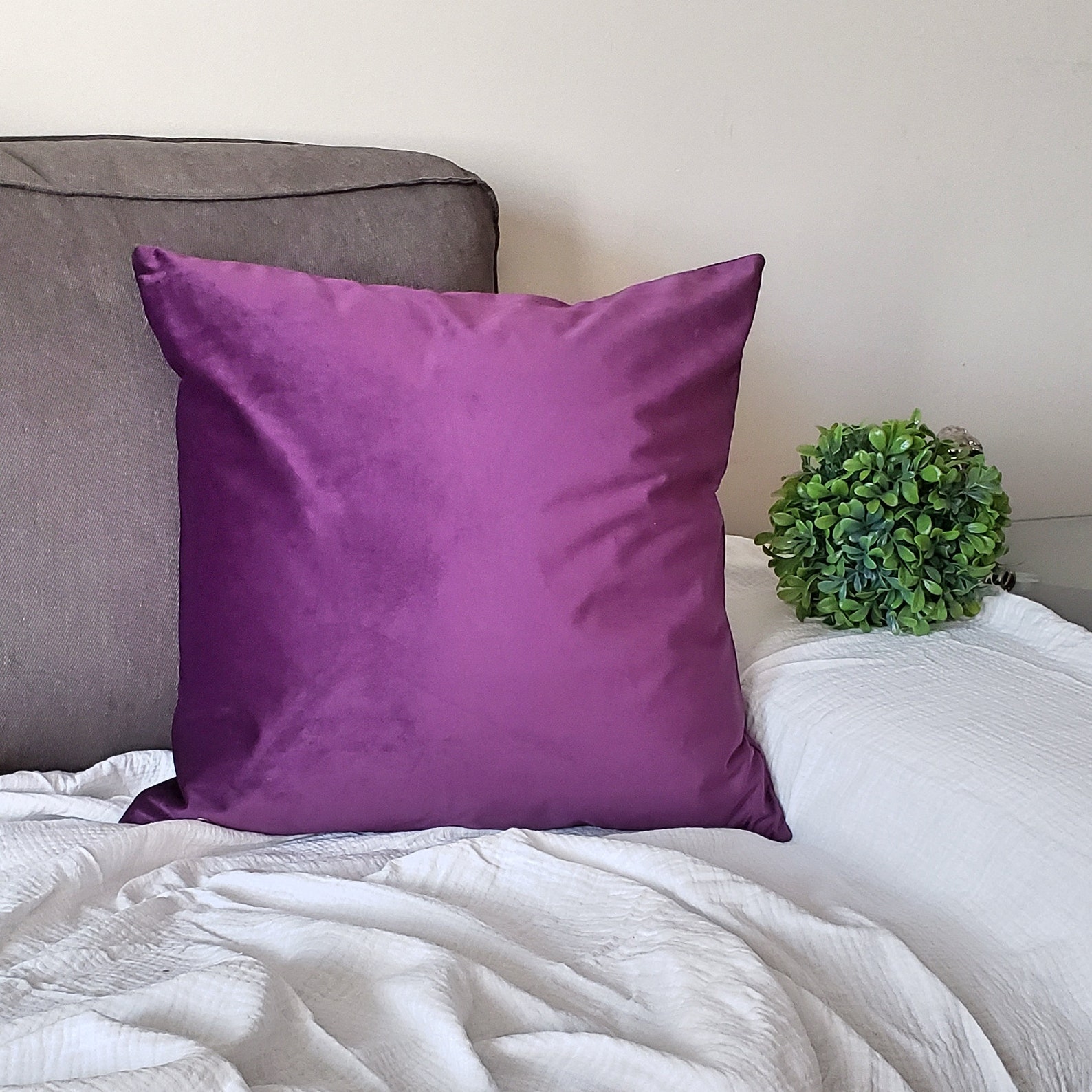 Luxury Purple Velvet Throw Pillow Cover Purple Pillow Case Etsy