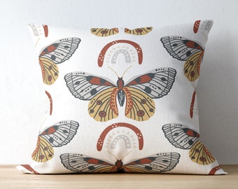 Schmetterling Motte Kissenbezug: Neutral Boho Kissenbezug Beige Schwarz
