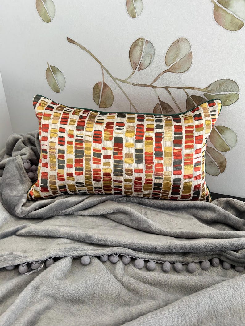 Orange Green Mustard Gold pillow cover