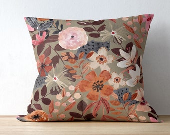 Housse De Coussin Laura Ashley – Tissu Jacquard Réversible, Motif Floral, Gris Crème