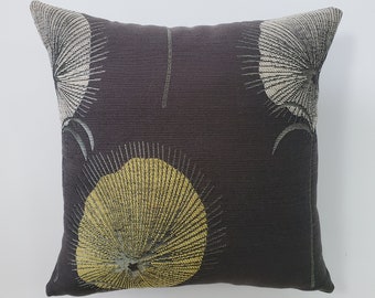 Brown Floral Jacquard Pillow Cover: Mustard Yellow Dandelion