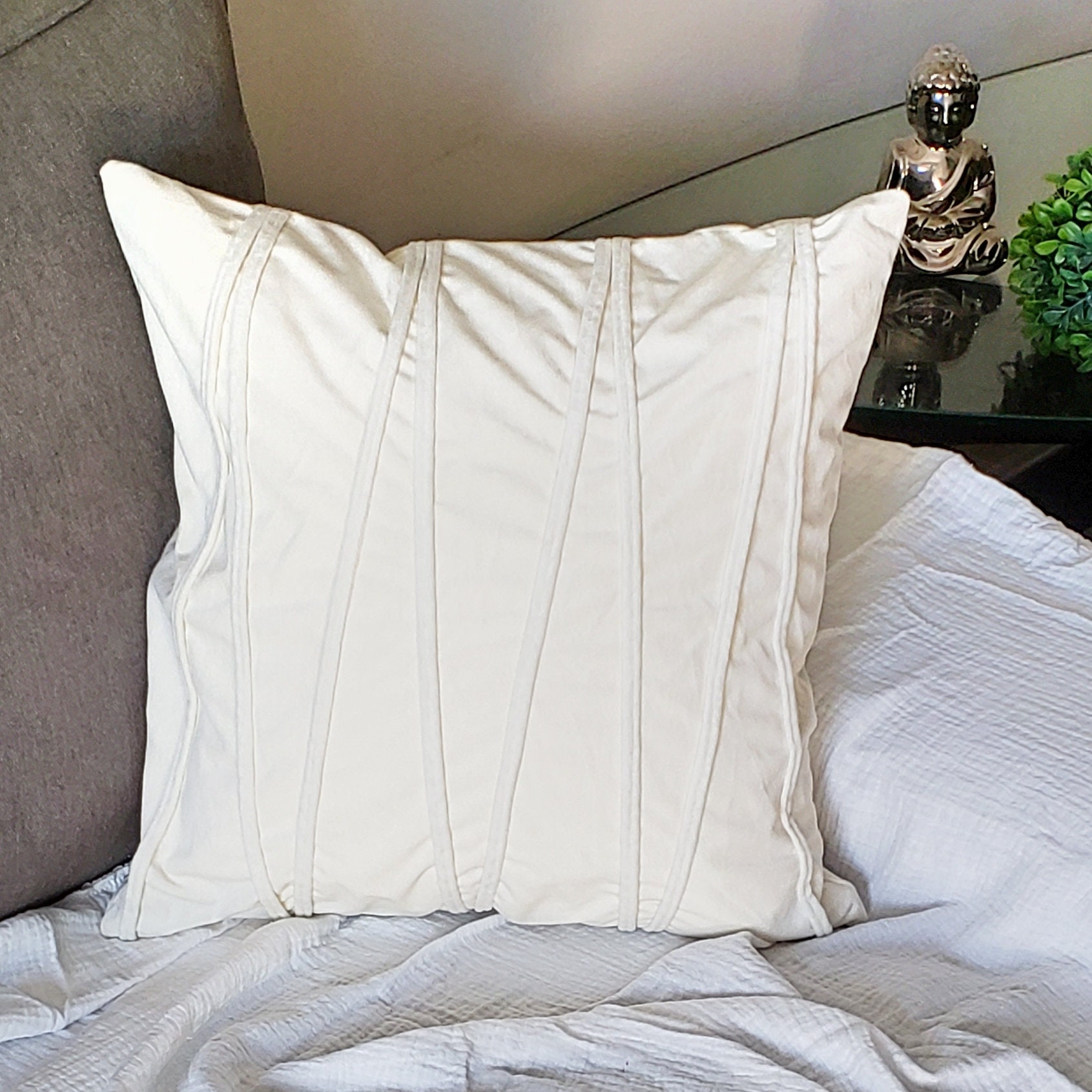 White Cream Throw Pillow Cover Velvet Soft Solid Decorative Etsy