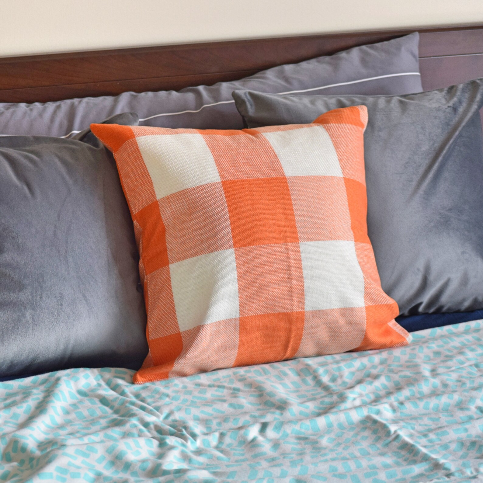 Orange Buffalo Soft Plaid Throw Pillow Cover Sofa Chair Etsy