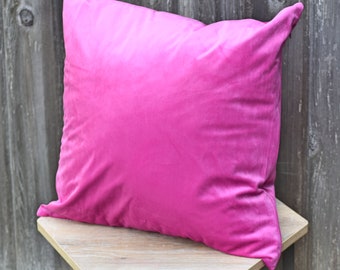 Hot Pink Velvet Pillow Cover: Solid Decorative Throw Pillow Case