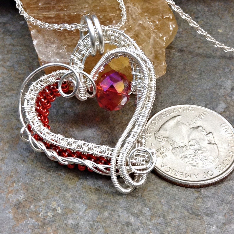 925 Sterling Wire Heart pendant Etsy
