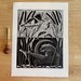 The River Ballet linocut in black,otter linocut,kingfisher linocut,riverlife blockprint art,bird art, wall art,home decor,nature lovers gift 