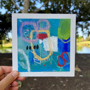 Abstract Original Circular Painting Colorful Bold Home Decor One of a Kind Canvas Tiny Art Small 5x5 Painting