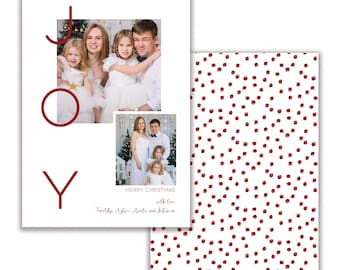 Joy, Personalized Photo Christmas Card, Merry Christmas, Happy Holidays, Digital Download or Printed Options