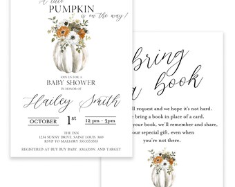 A Little Pumpkin / Invitación baby shower / Plantilla para descarga instantánea / CORJL